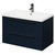 Napoli Deep Blue 800mm Wall Mounted Vanity Unit with 1 Tap Hole Basin and 2 Drawers with Gunmetal Grey Handles Right Hand View