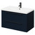 Napoli Deep Blue 800mm Wall Mounted Vanity Unit with 1 Tap Hole Basin and 2 Drawers with Matt Black Handles Right Hand View