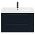 Napoli Deep Blue 800mm Wall Mounted Vanity Unit with 1 Tap Hole Basin and 2 Drawers with Matt Black Handles Front View