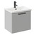 Napoli Gloss Grey Pearl 500mm Wall Mounted Vanity Unit with 1 Tap Hole Basin and Single Drawer with Matt Black Handle Left Hand View
