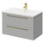 Napoli Gloss Grey Pearl 800mm Wall Mounted Vanity Unit with 1 Tap Hole Basin and 2 Drawers with Brushed Brass Handles Right Hand View