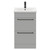 Napoli Gloss Grey Pearl 500mm Floor Standing Vanity Unit with 1 Tap Hole Basin and 2 Drawers with Matt Black Handles Front View
