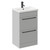 Napoli Gloss Grey Pearl 500mm Floor Standing Vanity Unit with 1 Tap Hole Basin and 2 Drawers with Matt Black Handles Left Hand View