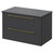 Napoli Gloss Grey 800mm Wall Mounted Vanity Unit for Countertop Basins with 2 Drawers and Brushed Brass Handles Right Hand View