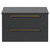Napoli Gloss Grey 800mm Wall Mounted Vanity Unit for Countertop Basins with 2 Drawers and Brushed Brass Handles Front View