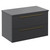 Napoli Gloss Grey 800mm Wall Mounted Vanity Unit for Countertop Basins with 2 Drawers and Brushed Brass Handles Left Hand View