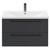 Napoli Gloss Grey 800mm Wall Mounted Vanity Unit with 1 Tap Hole Basin and 2 Drawers with Gunmetal Grey Handles Front View