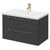 Napoli Gloss Grey 800mm Wall Mounted Vanity Unit with 1 Tap Hole Basin and 2 Drawers with Brushed Brass Handles Right Hand View