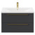 Napoli Gloss Grey 800mm Wall Mounted Vanity Unit with 1 Tap Hole Basin and 2 Drawers with Brushed Brass Handles Front View