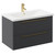 Napoli Gloss Grey 800mm Wall Mounted Vanity Unit with 1 Tap Hole Basin and 2 Drawers with Brushed Brass Handles Left Hand View