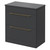 Napoli Gloss Grey 800mm Floor Standing Vanity Unit for Countertop Basins with 2 Drawers and Brushed Brass Handles Right Hand View