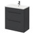 Napoli Gloss Grey 800mm Floor Standing Vanity Unit with 1 Tap Hole Basin and 2 Drawers with Gunmetal Grey Handles Right Hand View