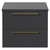 Napoli Gloss Grey 600mm Wall Mounted Vanity Unit for Countertop Basins with 2 Drawers and Brushed Brass Handles Front View