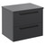 Napoli Gloss Grey 600mm Wall Mounted Vanity Unit for Countertop Basins with 2 Drawers and Matt Black Handles Left Hand View