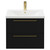 Napoli Nero Oak 600mm Wall Mounted Vanity Unit with 1 Tap Hole Basin and 2 Drawers with Brushed Brass Handles Front View