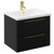 Napoli Nero Oak 600mm Wall Mounted Vanity Unit with 1 Tap Hole Basin and 2 Drawers with Brushed Brass Handles Left Hand View