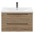 Napoli Bordalino Oak 800mm Wall Mounted Vanity Unit with 1 Tap Hole Basin and 2 Drawers with Gunmetal Grey Handles Front View