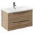 Napoli Bordalino Oak 800mm Wall Mounted Vanity Unit with 1 Tap Hole Basin and 2 Drawers with Gunmetal Grey Handles Left Hand View