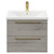 Napoli Molina Ash 600mm Wall Mounted Vanity Unit with 1 Tap Hole Basin and 2 Drawers with Brushed Brass Handles Front View