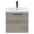 Napoli Molina Ash 500mm Wall Mounted Vanity Unit with 1 Tap Hole Basin and Single Drawer with Gunmetal Grey Handle Front View
