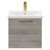 Napoli Molina Ash 500mm Wall Mounted Vanity Unit with 1 Tap Hole Basin and Single Drawer with Brushed Brass Handle Front View