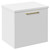 Napoli Gloss White 500mm Wall Mounted Vanity Unit for Countertop Basins with Single Drawer and Brushed Brass Handle Left Hand View
