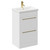 Napoli Gloss White 500mm Floor Standing Vanity Unit with 1 Tap Hole Basin and 2 Drawers with Brushed Brass Handles Left Hand View