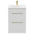 Napoli Gloss White 600mm Floor Standing Vanity Unit with 1 Tap Hole Basin and 2 Drawers with Brushed Brass Handles Front View
