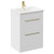 Napoli Gloss White 600mm Floor Standing Vanity Unit with 1 Tap Hole Basin and 2 Drawers with Brushed Brass Handles Left Hand View