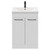 Napoli Gloss White 600mm Floor Standing Vanity Unit with 1 Tap Hole Basin and 2 Doors with Matt Black Handles Front View