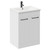 Napoli Gloss White 600mm Floor Standing Vanity Unit with 1 Tap Hole Basin and 2 Doors with Matt Black Handles Left Hand View