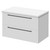 Napoli Gloss White 800mm Wall Mounted Vanity Unit for Countertop Basins with 2 Drawers and Gunmetal Grey Handles Right Hand View