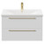 Napoli Gloss White 800mm Wall Mounted Vanity Unit with 1 Tap Hole Basin and 2 Drawers with Brushed Brass Handles Front View