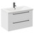 Napoli Gloss White 800mm Wall Mounted Vanity Unit with 1 Tap Hole Basin and 2 Drawers with Matt Black Handles Left Hand View