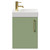 Napoli Compact Olive Green 400mm Wall Mounted Vanity Unit with 1 Tap Hole Basin and Single Door with Brushed Brass Handle Front View