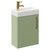 Napoli Compact Olive Green 400mm Wall Mounted Vanity Unit with 1 Tap Hole Basin and Single Door with Brushed Brass Handle Left Hand View