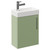 Napoli Compact Olive Green 400mm Wall Mounted Vanity Unit with 1 Tap Hole Basin and Single Door with Polished Chrome Handle Left Hand View