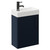 Napoli Compact Deep Blue 400mm Wall Mounted Vanity Unit with 1 Tap Hole Basin and Single Door with Gunmetal Grey Handle Left Hand View