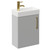 Napoli Compact Gloss Grey Pearl 400mm Wall Mounted Vanity Unit with 1 Tap Hole Basin and Single Door with Brushed Brass Handle Left Hand View