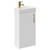 Napoli Compact Gloss White 400mm Floor Standing Vanity Unit with 1 Tap Hole Basin and Single Door with Brushed Brass Handle Left Hand View