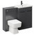 Napoli 390 Gloss Grey 1100mm Vanity Unit Toilet Suite with 1 Tap Hole Basin and 2 Doors with Matt Black Handles Left Hand View