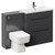 Napoli 390 Gloss Grey 1300mm Vanity Unit Toilet Suite with 1 Tap Hole Basin and 2 Drawers with Gunmetal Grey Handles Left Hand View