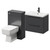 Napoli 390 Gloss Grey 1100mm Wall Mounted Vanity Unit Toilet Suite with 1 Tap Hole Basin and 2 Drawers with Matt Black Handles Right Hand View