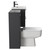 Napoli 390 Gloss Grey 1100mm Wall Mounted Vanity Unit Toilet Suite with 1 Tap Hole Basin and 2 Drawers with Matt Black Handles Side View