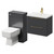Napoli 390 Gloss Grey 1100mm Wall Mounted Vanity Unit Toilet Suite with 1 Tap Hole Basin and 2 Drawers with Brushed Brass Handles Right Hand View
