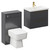 Napoli 390 Gloss Grey 1100mm Wall Mounted Vanity Unit Toilet Suite with 1 Tap Hole Basin and 2 Drawers with Brushed Brass Handles Left Hand View