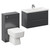 Napoli 390 Gloss Grey 1300mm Wall Mounted Vanity Unit Toilet Suite with 1 Tap Hole Basin and 2 Drawers with Polished Chrome Handles Left Hand View