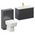 Napoli 390 Gloss Grey 1300mm Wall Mounted Vanity Unit Toilet Suite with 1 Tap Hole Basin and 2 Drawers with Brushed Brass Handles Left Hand View