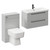 Napoli 390 Gloss Grey Pearl 1300mm Wall Mounted Vanity Unit Toilet Suite with 1 Tap Hole Basin and 2 Drawers with Matt Black Handles Left Hand View