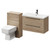 Napoli 390 Bordalino Oak 1300mm Wall Mounted Vanity Unit Toilet Suite with 1 Tap Hole Basin and 2 Drawers with Gunmetal Grey Handles Right Hand View